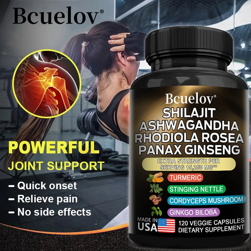 Shilajit Resin Himalaya Capsules – 15250mg (120 Capsules | With Ashwagandha, Ginseng, Cordyceps, Ginkgo & Turmeric)