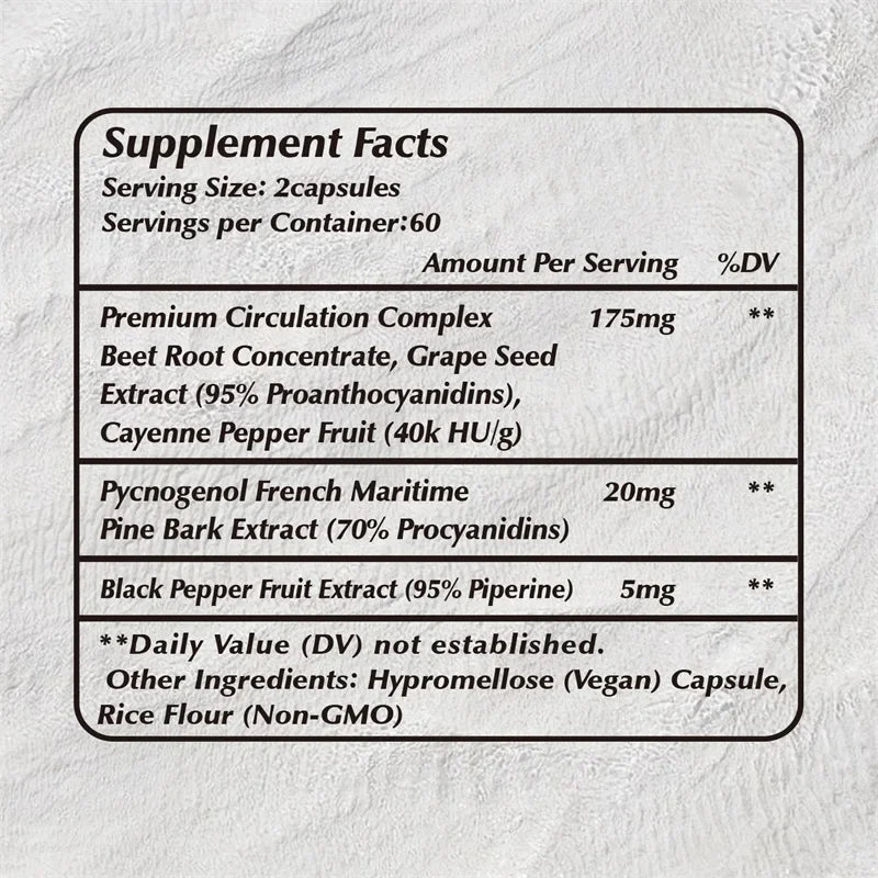 French Maritime Pine Bark Extract – Blood Circulation, Nitric Oxide & Antioxidant Support –  Capsules | Non-GMO + Vegetarian