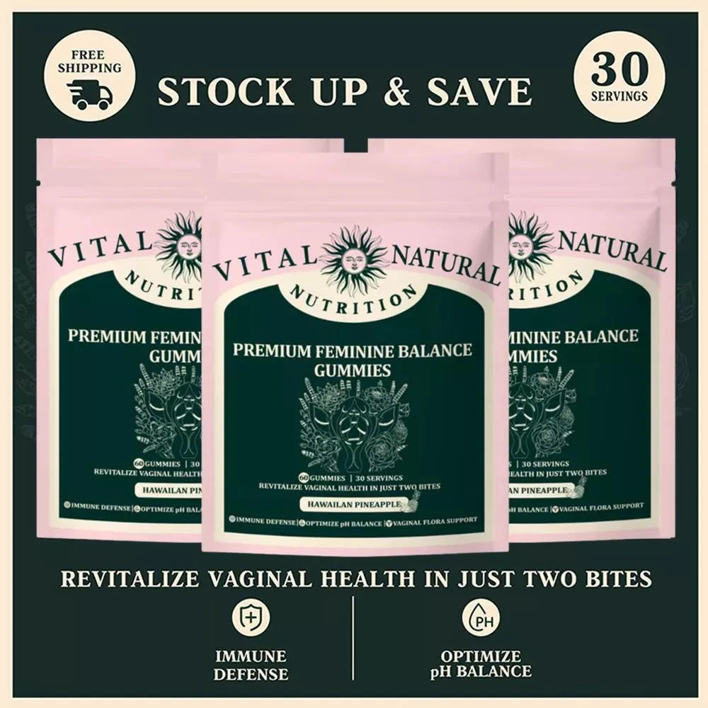 Feminine Balance Gummies – Women’s Health Support with Pineapple & Probiotics | pH Balance, Immune Defense & Vaginal Flora | Vegan, Gluten-Free | 60 Gummies (30 Servings)