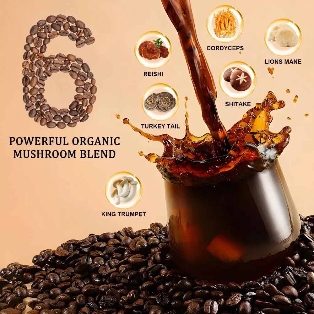 6-in-1 Organic Mushroom Powder – Brain, Gut & Energy Support | 180g