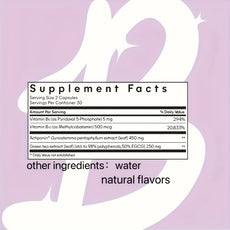 Supplement facts label with ingredients on a pink background