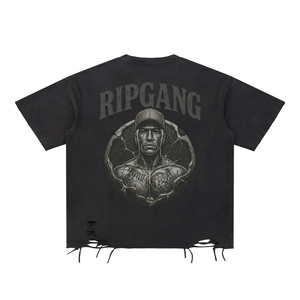 RIPGANG x 2020WFG: Snow Wash Raw-Hem Tee | Heavyweight Distressed Pump Cover