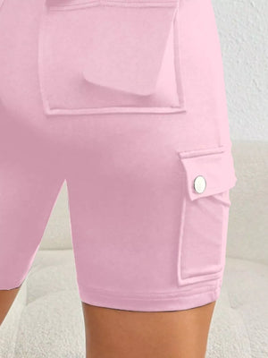 High Waist Pocketed Active Shorts
