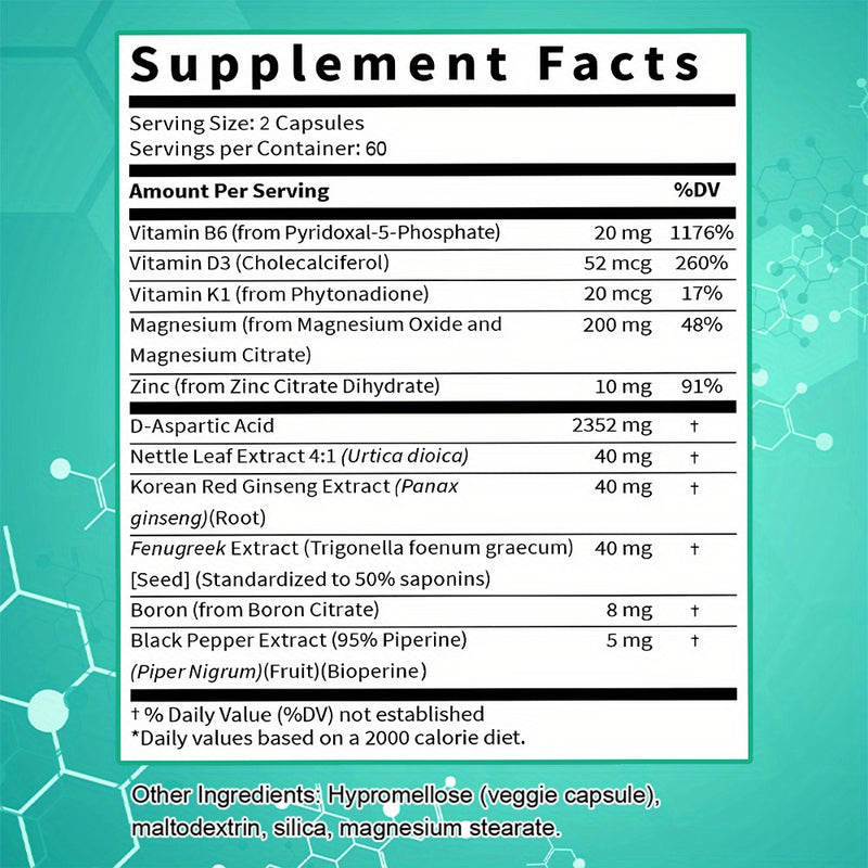 Testosterone Support for Men | D-Aspartic Acid & Ginseng Root Formula