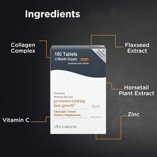 Supplement box with labeled ingredients on a dark background