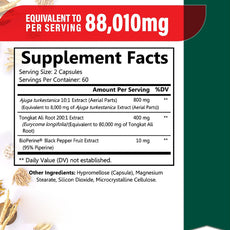 Supplement label with detailed ingredient information and serving size.