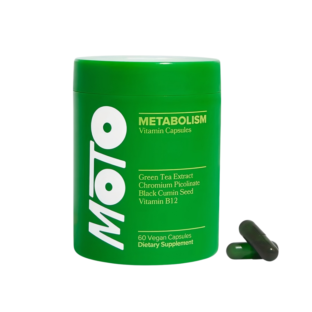 Moto Metabolism Support Capsules – Green Tea Extract, Chromium & Black Cumin Seed for Energy & Blood Sugar | 60 Veggie Capsules (30 Servings) | Plant-Based, Non-GMO