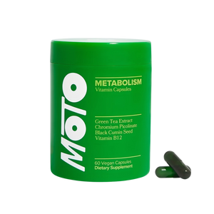 Moto Metabolism Support Capsules – Green Tea Extract, Chromium & Black Cumin Seed for Energy & Blood Sugar | 60 Veggie Capsules (30 Servings) | Plant-Based, Non-GMO