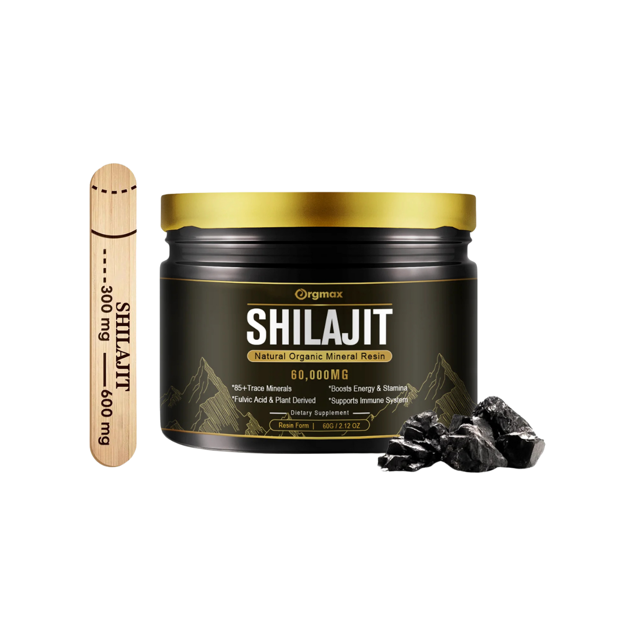 Gold Grade Himalayan Shilajit Resin | 85+ Trace Minerals + Fulvic Acid | Pure Strength & Energy Booster – 60g