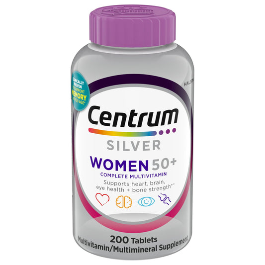 Centrum Silver Women's Multivitamin for Women 50 Plus, Multivitamin/Multimineral Supplement with Vitamin D3, B Vitamins, Non-GMO Ingredients, Supports Memory and Cognition in Older Adults - 200 Ct - 2020WFG