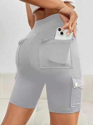 High Waist Pocketed Active Shorts