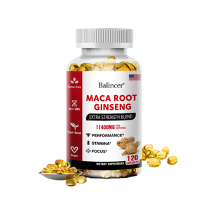Organic Maca Root + Ginseng Extract Capsules - Stamina & Mood - Energy Supplement for Men and Women