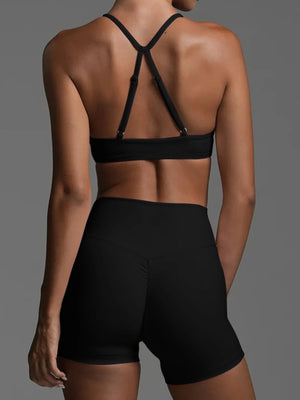Ruched Sports Bra and High-Waisted Shorts Active Set