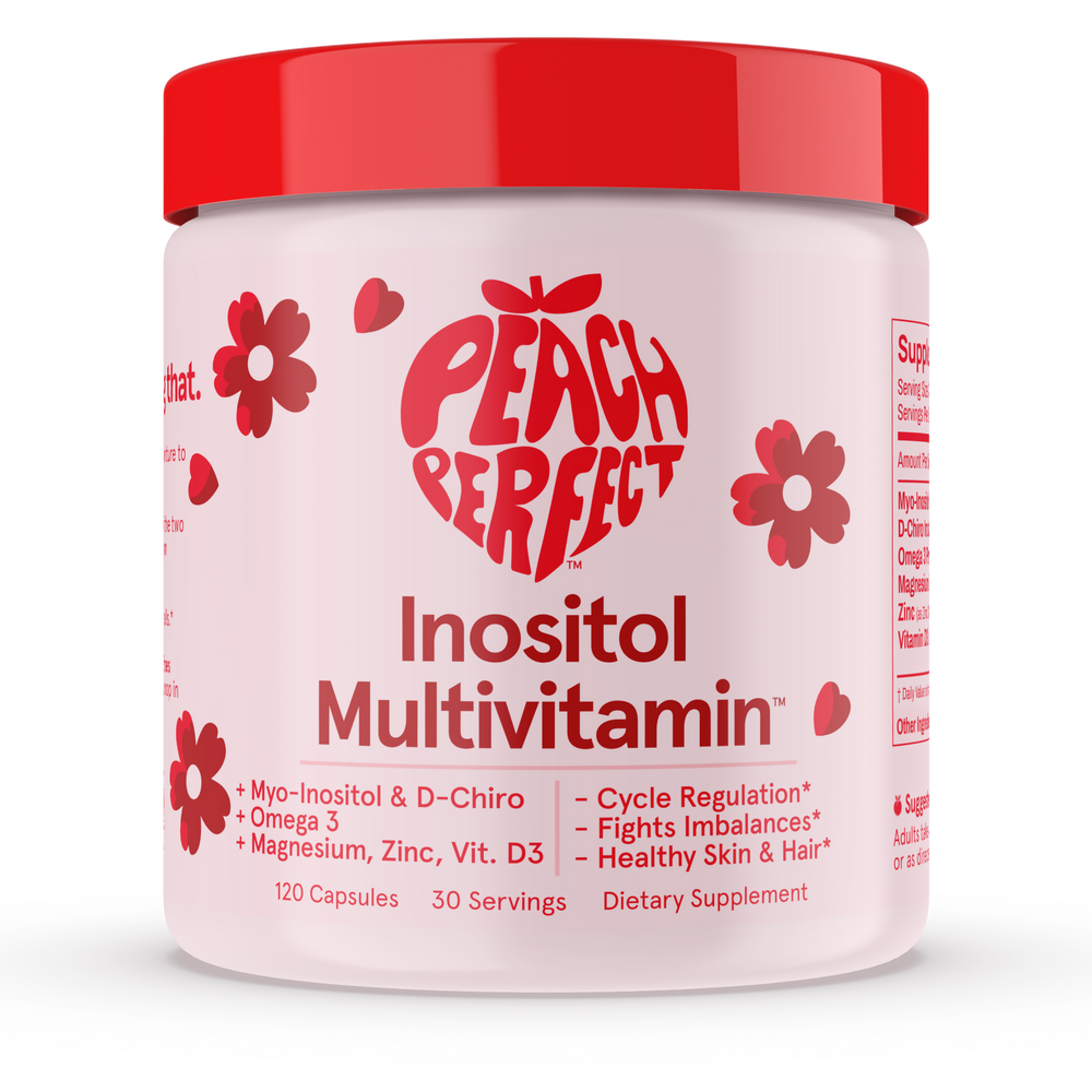 Peach Perfect Hormone Hero™ — Women’s Daily Hormone Balance Multivitamin with Myo-Inositol, D-Chiro Inositol, Omega-3, D3, Zinc & Magnesium | Supports Cycle, Mood, Hair & Skin | 120 Capsules