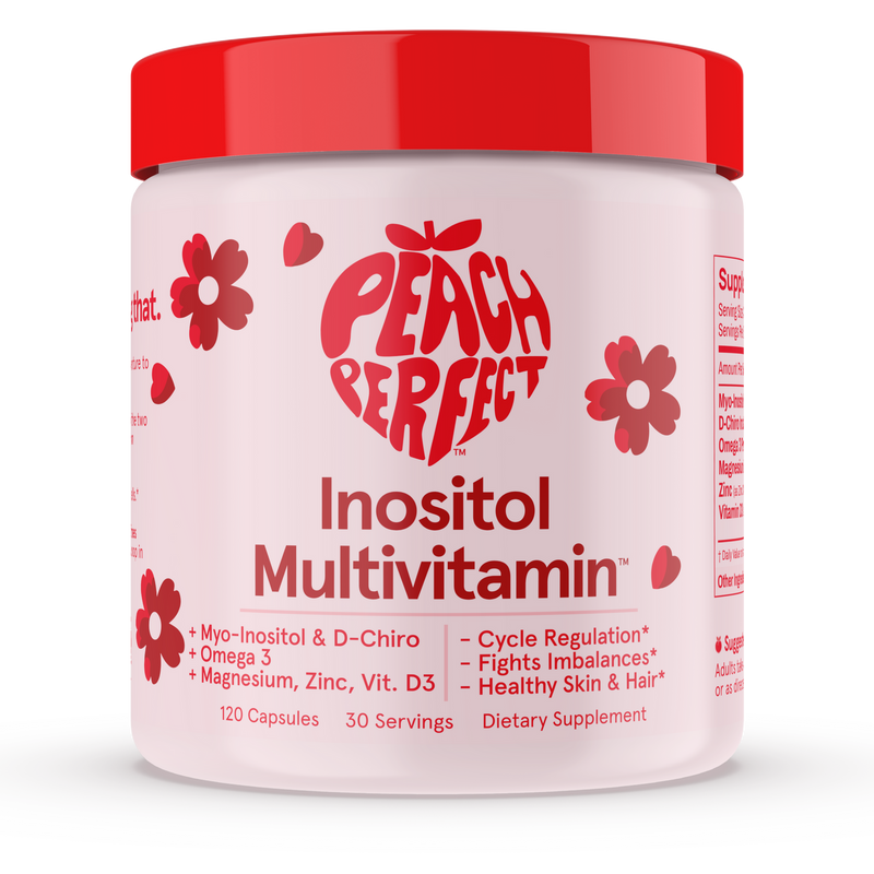 Peach Perfect Hormone Hero™ — Women’s Daily Hormone Balance Multivitamin with Myo-Inositol, D-Chiro Inositol, Omega-3, D3, Zinc & Magnesium | Supports Cycle, Mood, Hair & Skin | 120 Capsules