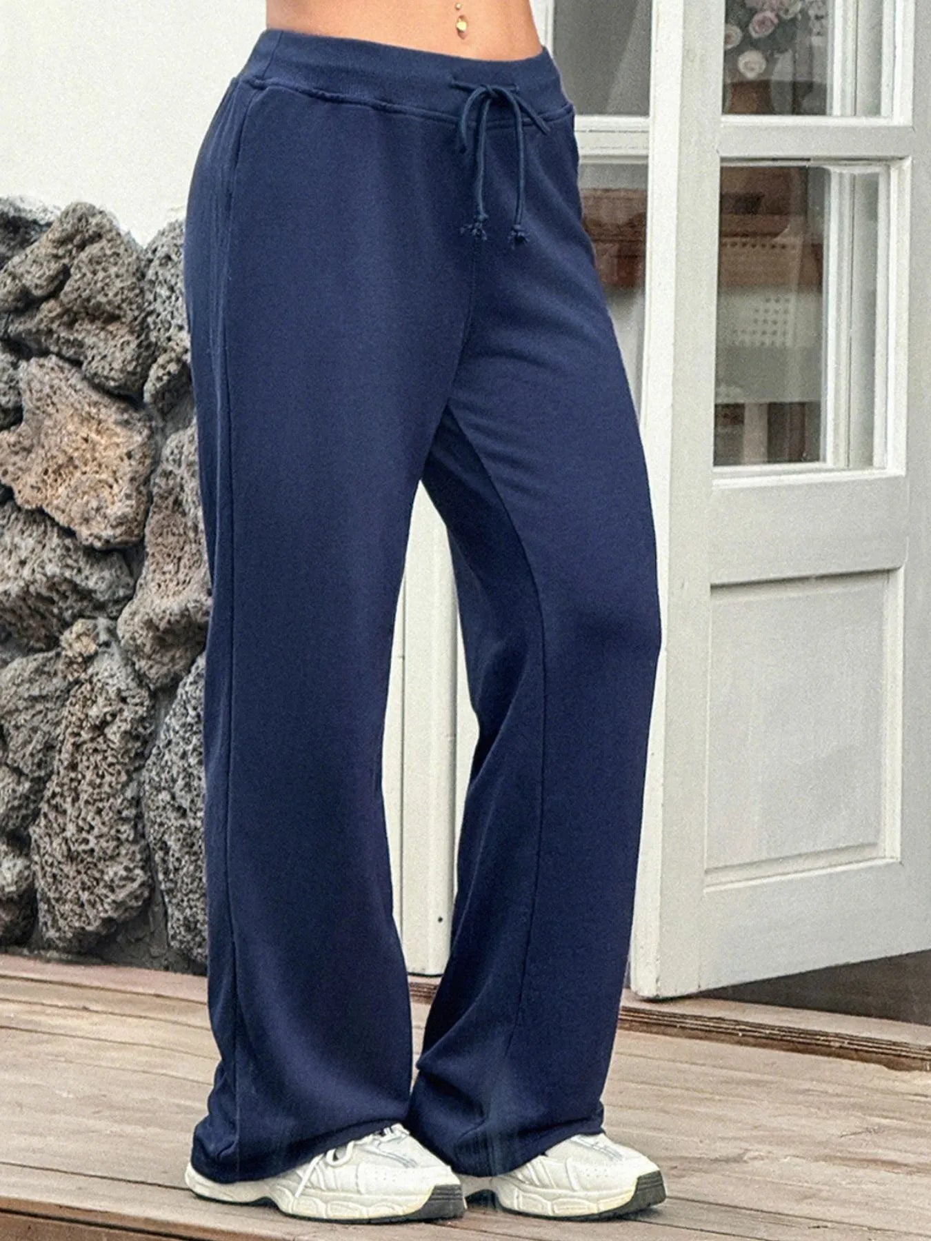 Drawstring Wide Leg Active Pants
