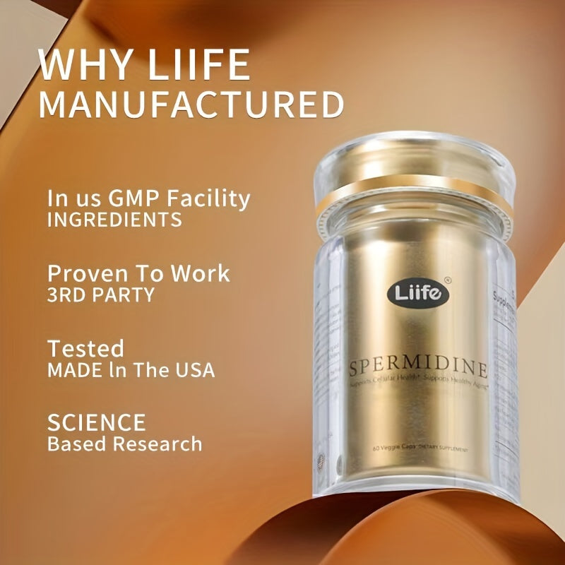 Liife product with text highlighting manufacturing details on a brown background