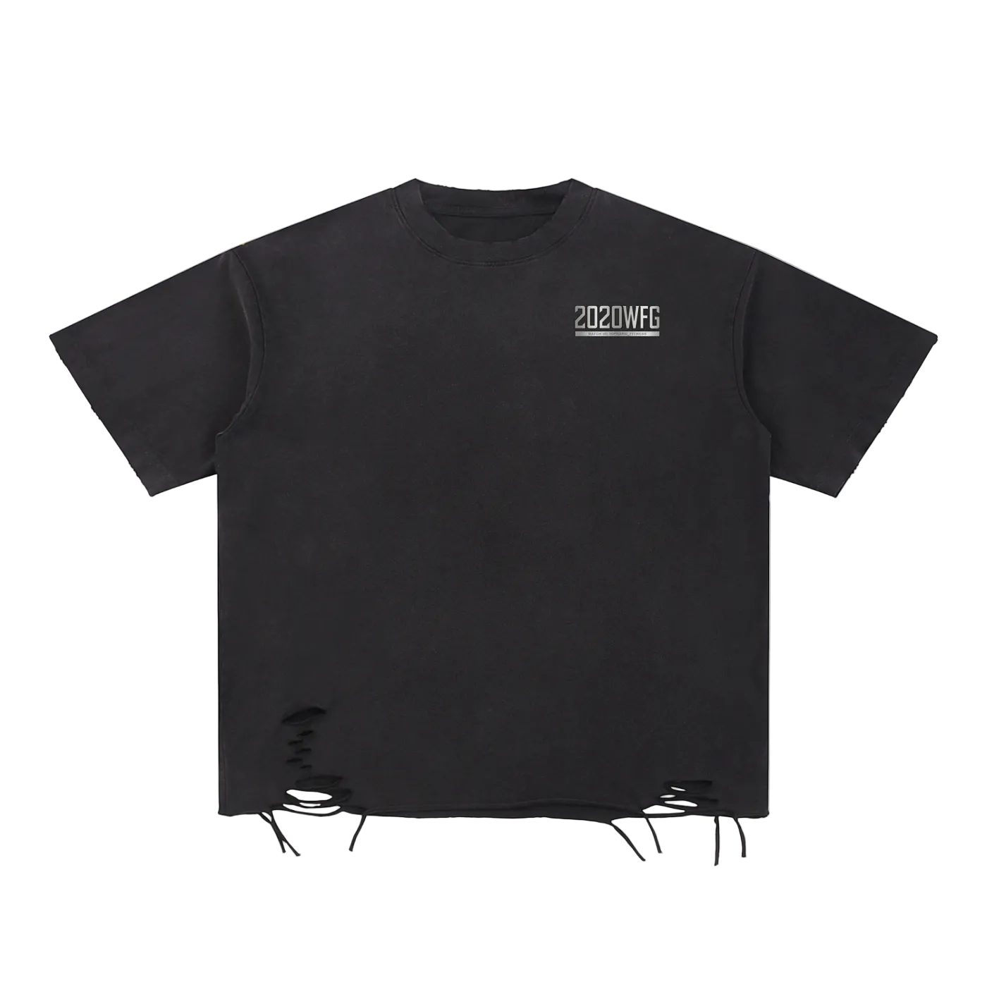 RIPGANG x 2020WFG: Snow Wash Raw-Hem Tee | Heavyweight Distressed Pump Cover