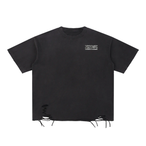 RIPGANG x 2020WFG: Snow Wash Raw-Hem Tee | Heavyweight Distressed Pump Cover