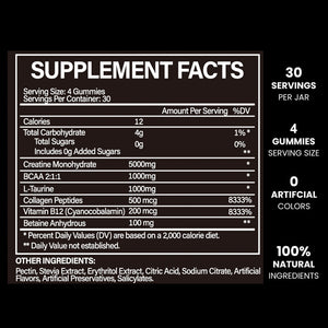 Creatine Monohydrate Gummies – 5000mg Vegan Formula | Sugar-Free Blue Raspberry Flavor