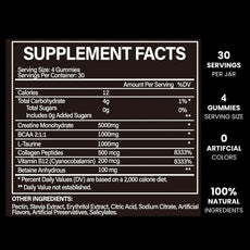 Supplement facts label for a product on a black background