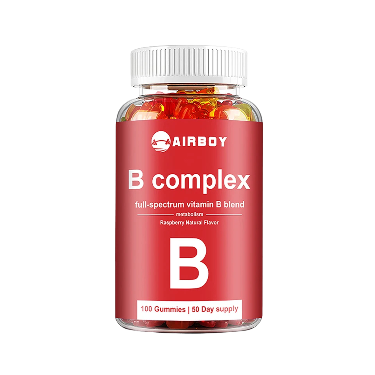 Vitamin B Complex Gummies | Biotin, B12, Folate & Niacin | Energy, Digestion, Stress & Mood Support – 100 Gummies | Vegan, USA-Made