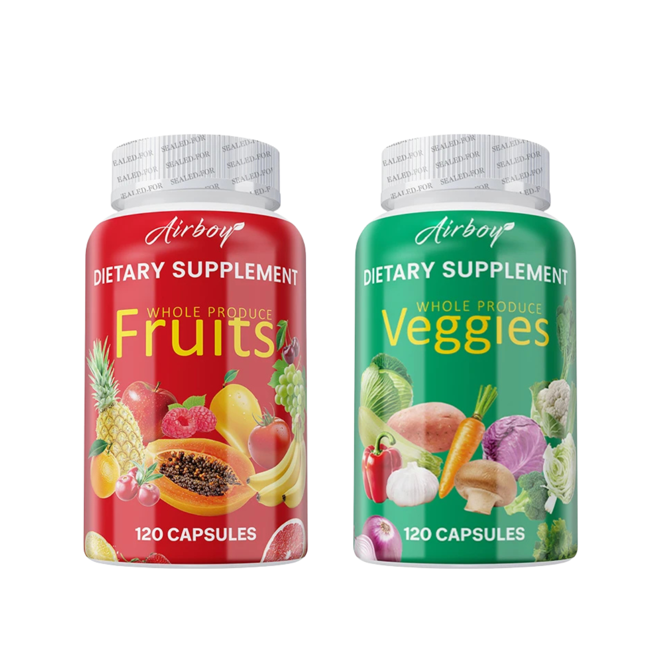 Fruits & Veggies Capsules | Whole-Food Formula for Energy, Gut & Immune Health – 240 Capsules (2 Bottles)