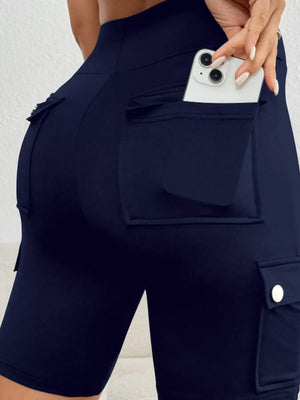 High Waist Pocketed Active Shorts