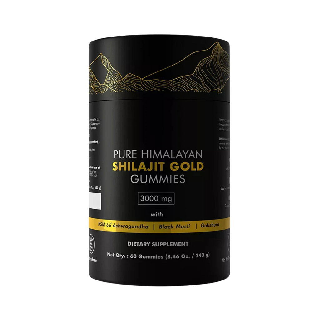 Pure Himalayan Shilajit Gummies 3000mg – Gold Grade with Ashwagandha & Gokshura – Energy + Immune Support – 60 Gummies