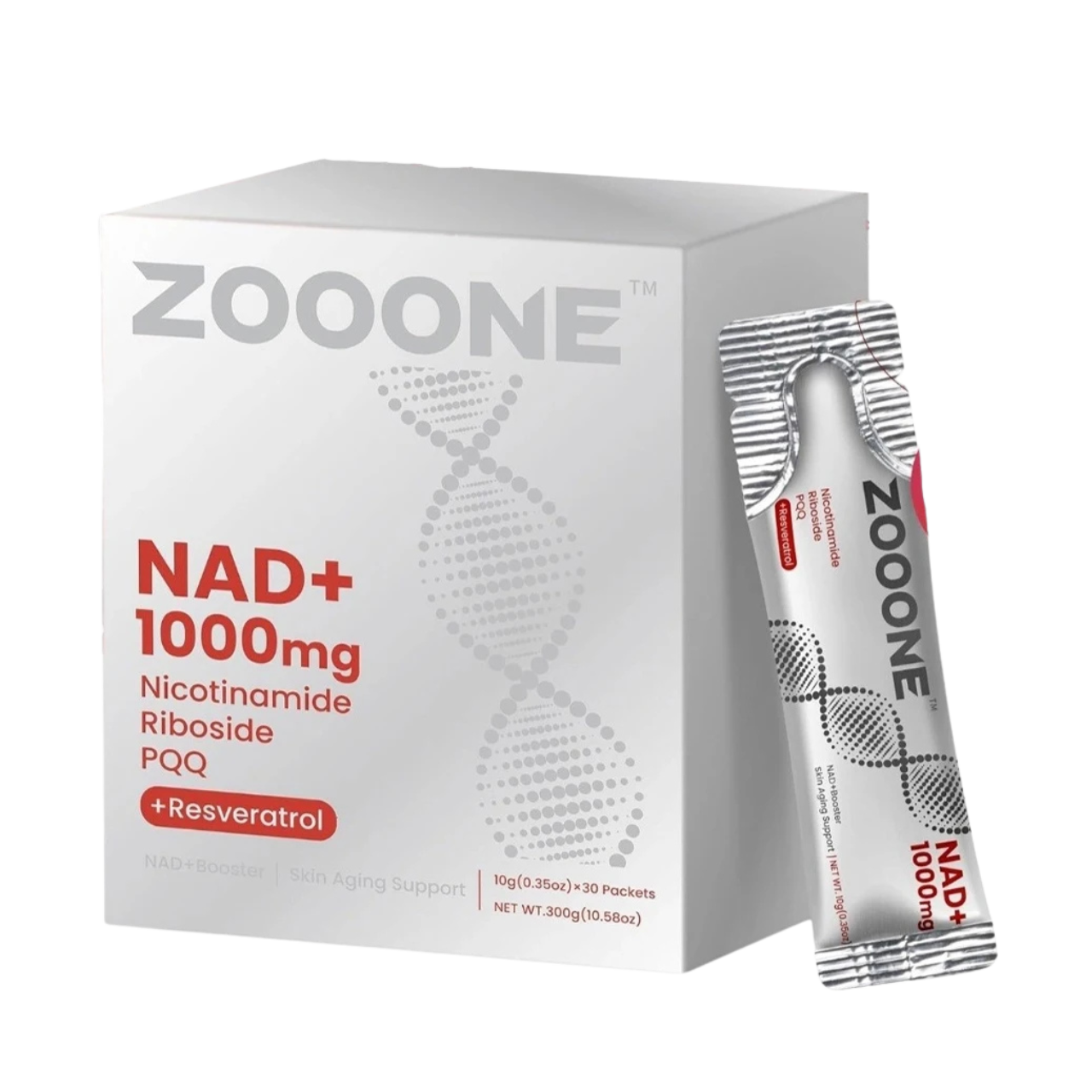 NAD+ Berry Flavored Drink Mix – Anti-Aging, Energy & Brain Support – 600mg NAD+ with Resveratrol & NR – 30 Packets