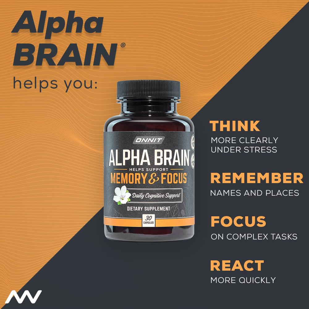 ONNIT Alpha Brain Nootropic Brain Supplement for Men & Women | Memory, Mental Clarity & Cognitive Improvement | Focus Capsules with L-Theanine, Vitamin B6 & Phosphatidylserine (90 Count)