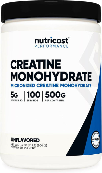 Free Nutricost Creatine Monohydrate Micronized Powder 500G, 5000mg Per Serv (5g) - Micronized Creatine Monohydrate, 100 Servings, 17.637 Ounes - 2020WFG