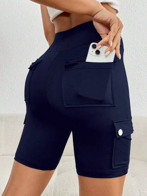 High Waist Pocketed Active Shorts