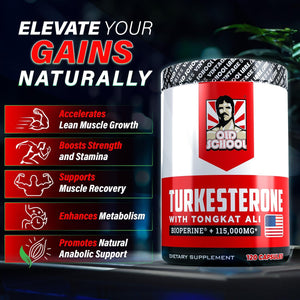 Turkesterone 15,000mg [Max Potency] + BioPerine® for High Absorption Supplement with Tongkat Ali - Increase Lean Muscle Growth & Recovery, Drive & Stamina - USA Made & Non GMO - 120 V Capsules