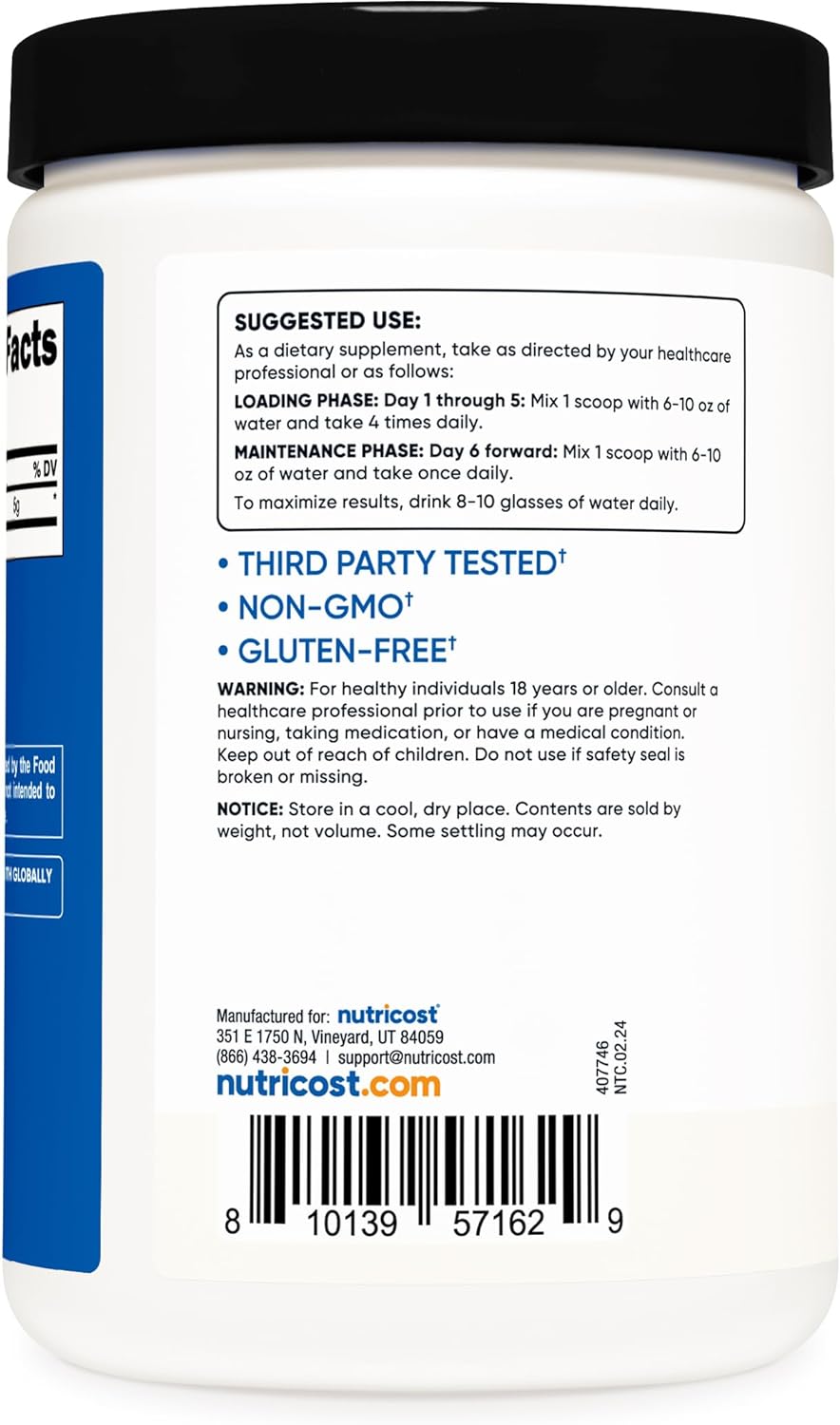 Nutricost Creatine Monohydrate Micronized Powder 500G, 5000mg Per Serv (5g) - Micronized Creatine Monohydrate, 100 Servings, 17.637 Ounes