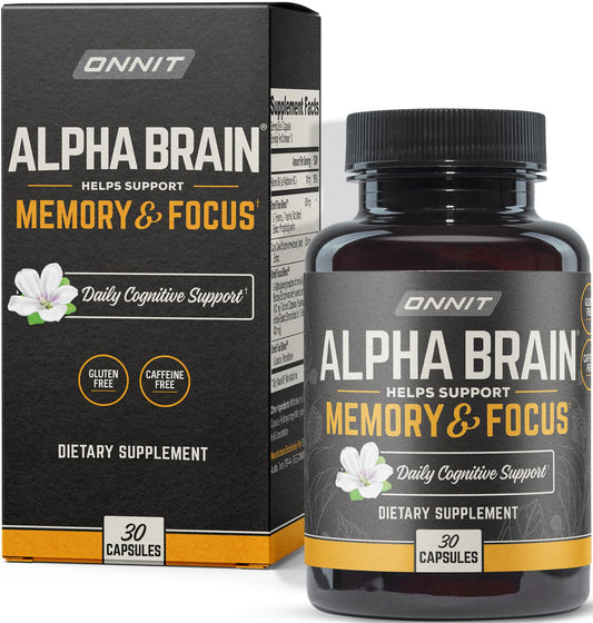 ONNIT Alpha Brain Nootropic Brain Supplement for Men & Women | Memory, Mental Clarity & Cognitive Improvement | Focus Capsules with L-Theanine, Vitamin B6 & Phosphatidylserine (90 Count)