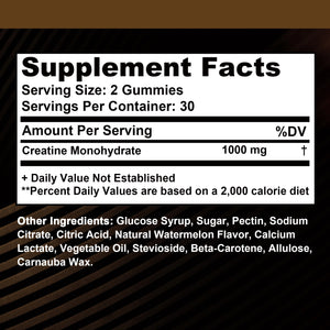 Creatine Monohydrate Gummies – Strength, Focus & Muscle Gains | 60ct