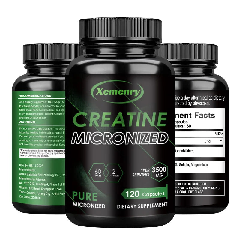 Creatine Monohydrate Capsules – Strength, Power, & Muscle Volume | 120ct