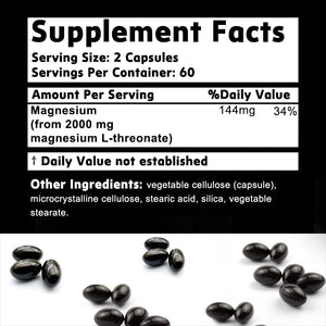 Magnesium L-Threonate | Brain-Boosting Cognitive Supplement | Memory, Focus & Deep Sleep Support – 120 Capsules