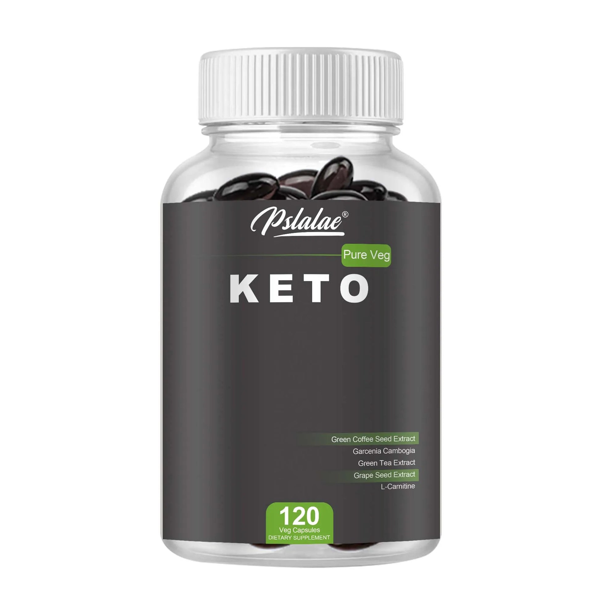 Bottle of Psalae Keto supplement on a white background
