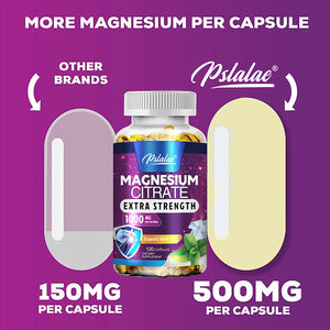 Magnesium Citrate 1000mg | Maximum Absorption for Muscles, Nerves, Heart & Digestion – 120 Capsules