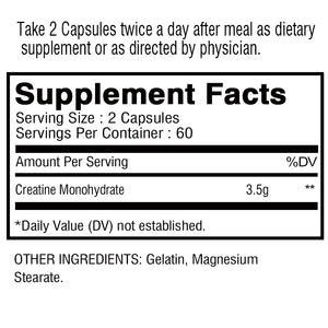 Creatine Monohydrate Capsules – Strength, Power, & Muscle Volume | 120ct