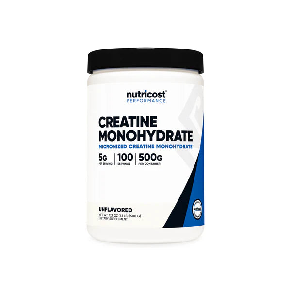 Nutricost Creatine Monohydrate Micronized Powder 500G, 5000mg Per Serv (5g) - Micronized Creatine Monohydrate, 100 Servings, 17.637 Ounes