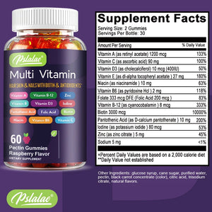 Multivitamin Gummies with Biotin & Antioxidants – Hair, Skin, Nail & Immune Support – 60 Count