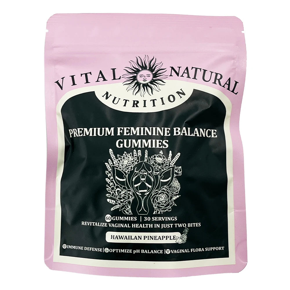 Vital Natural Nutrition Premium Feminine Balance Gummies packaging on a white background