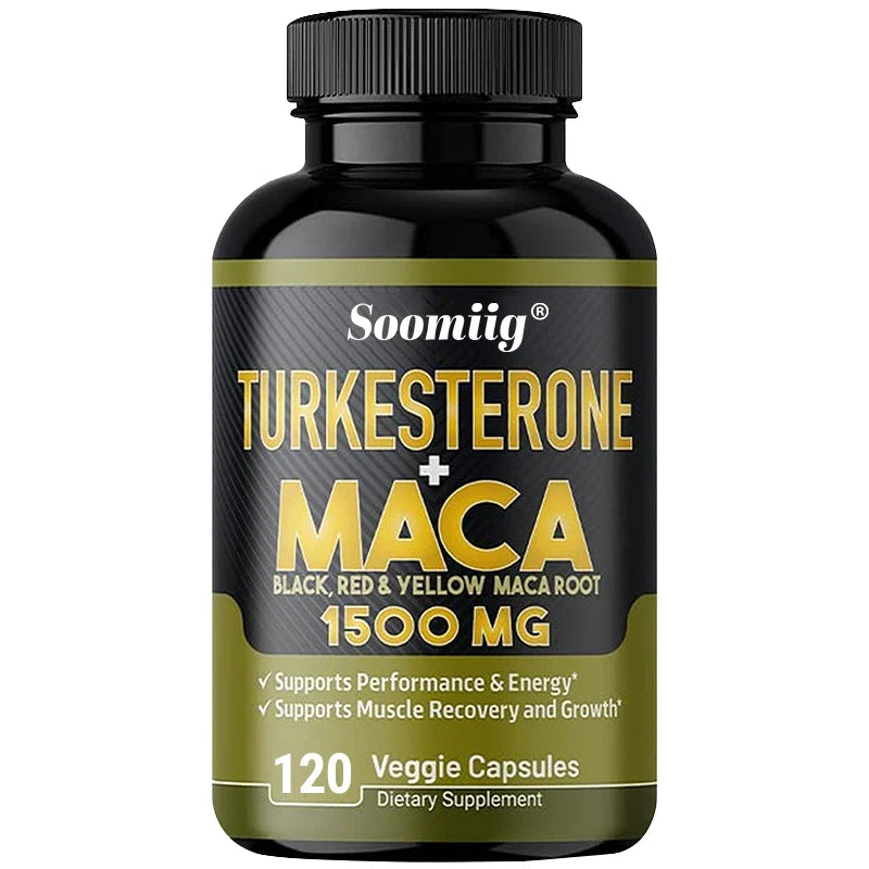 Soomiig Turkesterone + Maca supplement bottle on a white background