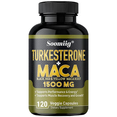 Soomiig Turkesterone + Maca supplement bottle on a white background