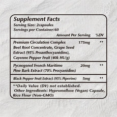 Supplement facts label on a textured gray background