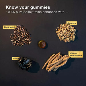 Pure Himalayan Shilajit Gummies 3000mg – Gold Grade with Ashwagandha & Gokshura – Energy + Immune Support – 60 Gummies