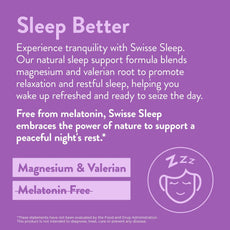 Advertisement for Swisse Sleep with text and logo on a purple background